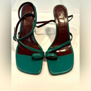 STAUD / Mona Ankel Strap High Heel / Teal Green / Size 37
